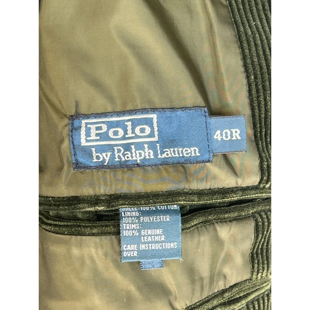 Polo Ralph Lauren Corduroy Blazer Mens 40R Green Good Wide Wale Sport Coat